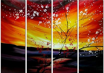 Dafen Oil Painting on canvas tree -set337 Dafen Oil Painting on canvas tree -set337